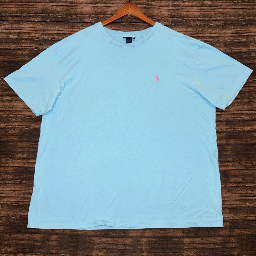Vintage Polo Ralph Lauren Teal T Shirt Pink Pony Size XL